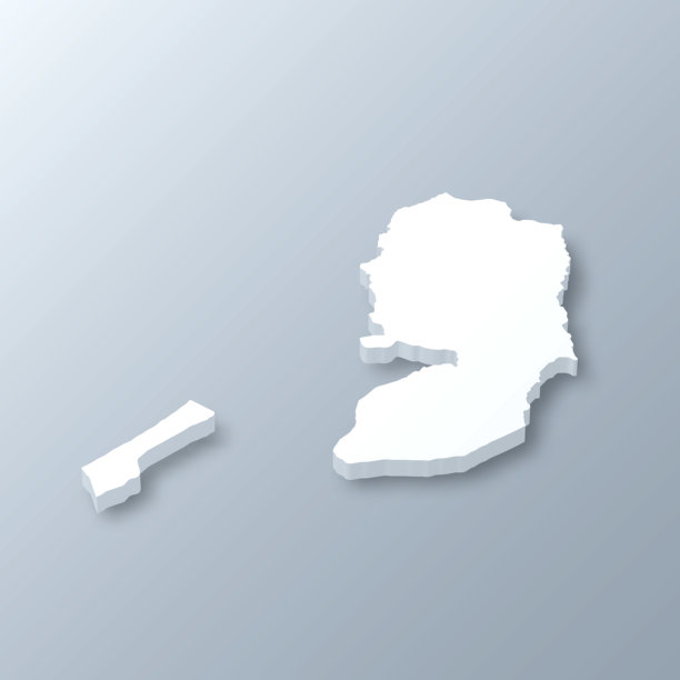 灰色背景上的巴勒斯坦领土3D地图图片下载