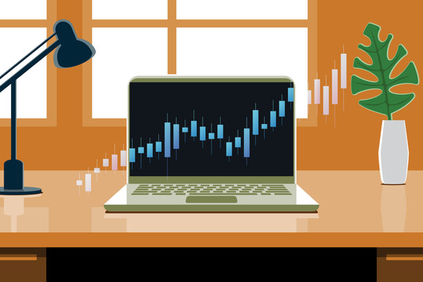 带有笔记本电脑的办公室工作空间矢量插图图片下载