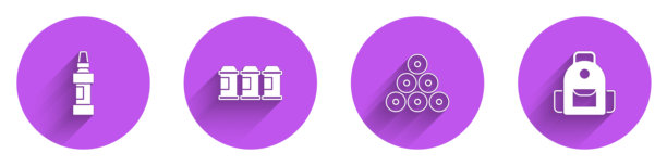 马克笔、喷漆罐和书包图标矢量素材图片下载