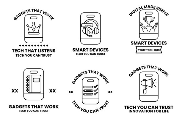 这张图片是六个不同科技产品的标志集合。图片下载