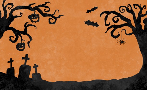 万圣节主题剪纸风格的剪影插图背景素材图片下载