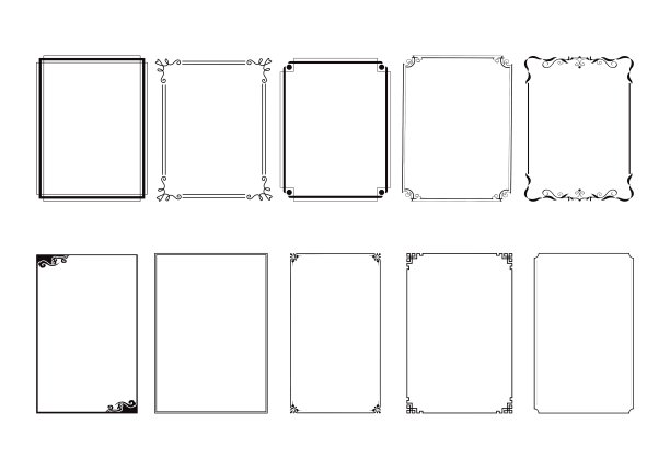 装饰性复古 ornamental 边框框架，矢量线条边框插图，几何形状。边框图片框架，华丽，装饰，复古邀请风格图片下载