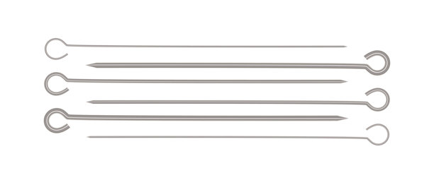 金属串烧棒矢量图标。空的钢制烧烤工具，新款烧烤棒图片下载