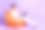 迷人快乐的女士坐在大软椅上使用笔记本电脑的全身侧面照片，背景为紫色。图片下载