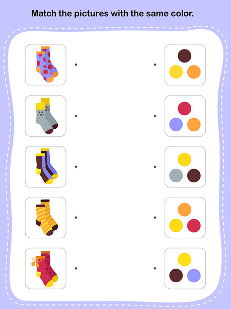 匹配相同颜色的图片 - 教育工作表。图片下载