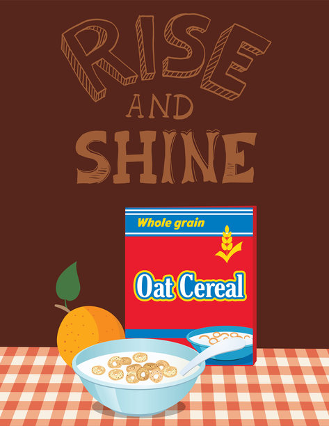 早餐食品背后的手绘字体图片下载