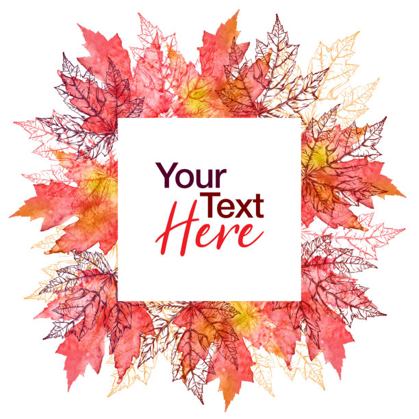 枫叶矢量水彩和墨水模式与复制空间图片下载