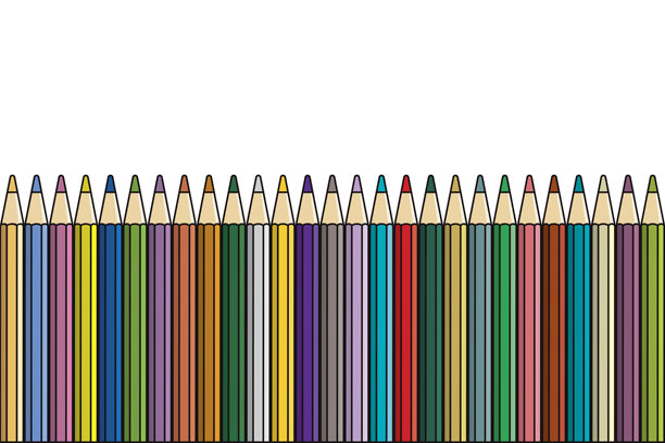 涂在插图底部的一排铅笔图片下载