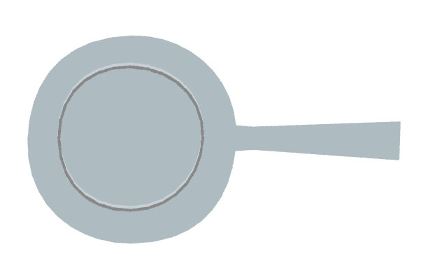 平面插图的烹饪锅。一个平底锅的框架，留有空白空间，从鸟瞰视角展示。图片下载