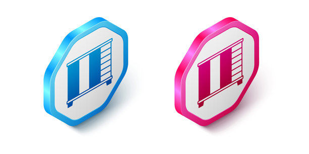 等距衣柜图标，背景为白色。橱柜标志。六边形按钮。矢量图。图片下载