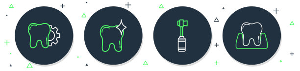 牙齿美白、牙刷、治疗过程和图标。矢量图。图片下载