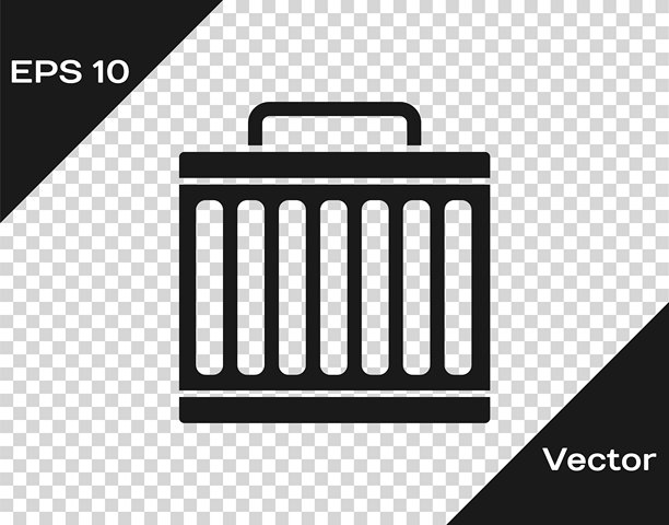 黑色汽车散热器冷却系统图标，背景透明。矢量图。图片下载