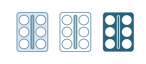 蓝色眼影盘和刷子图标，背景为白色。矢量图。图片下载