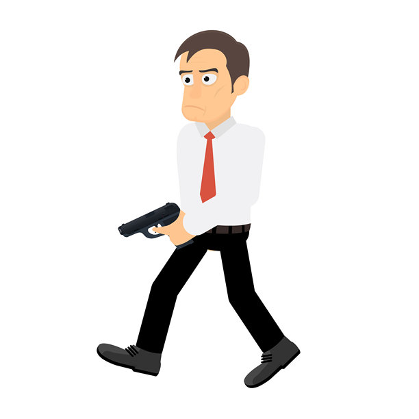 手持枪支的男人。手中拿着枪的卡通商人。图片下载