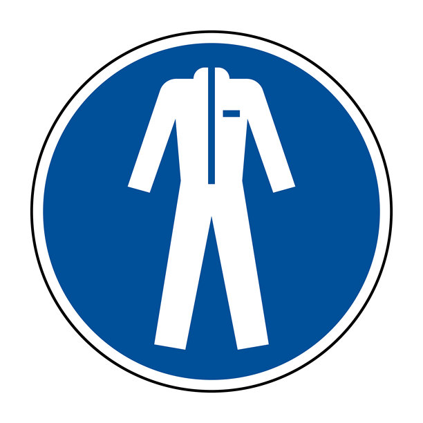 佩戴防护服标志 强制全身安全服图标 蓝色圆形符号 高质量矢量库存图片图片下载