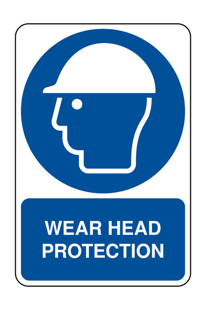 佩戴头部保护标志及说明 强制性安全帽图标 蓝色圆形符号 高质量矢量库存图片图片下载