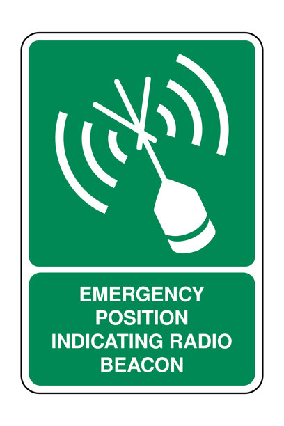 绿色安全标志上的紧急定位无线电信标符号及说明 海上求救信号图标用于离岸救援 高质量矢量库存图片图片下载