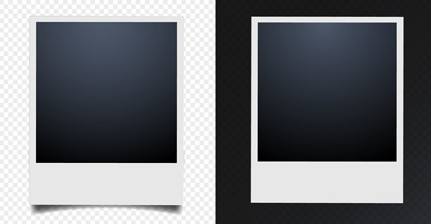 空白的矢量宝丽来相框（带剪切路径）库存照片。空白白色照片框 - 用于库存的矢量插图。图片下载