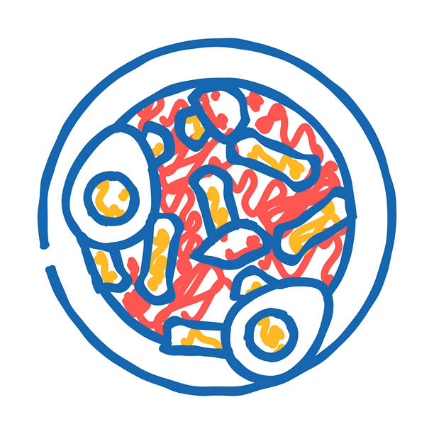 韩国料理图标涂鸦插图：炒年糕图片下载