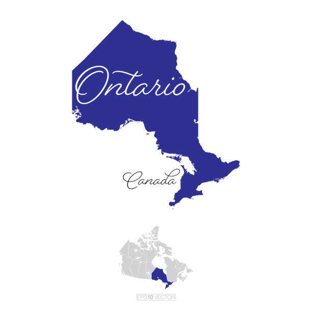 安大略加拿大矢量地图插图图片下载