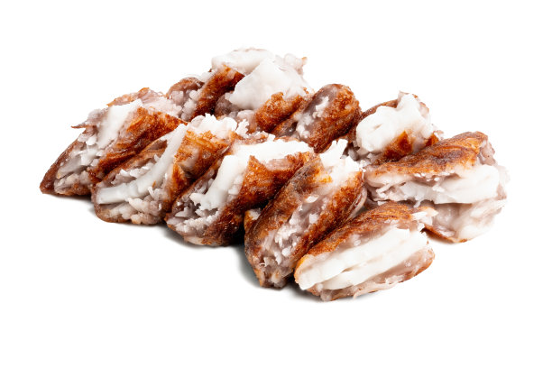 高分辨率相机拍摄的椰子煎饼照片，采用了焦点堆叠技术，背景为白色。图片下载