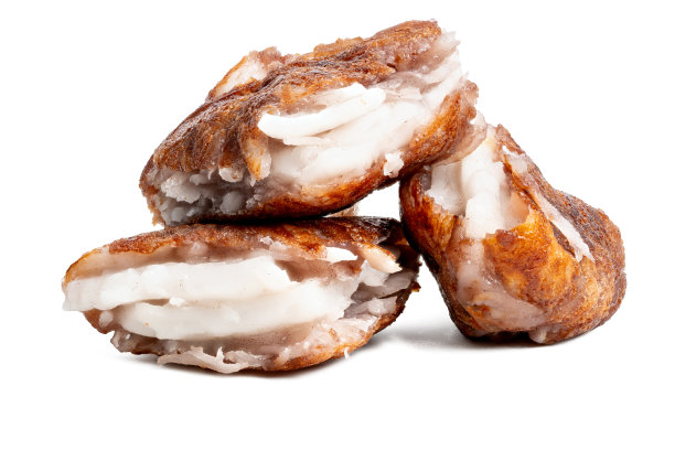 高分辨率相机拍摄的椰子煎饼照片，采用焦点堆叠技术，背景为白色。图片下载