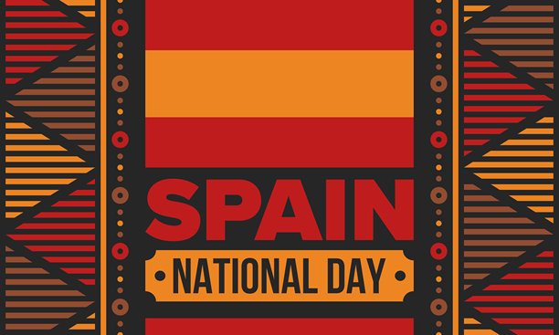 西班牙国庆日。西班牙国旗。国家快乐假日，每年在10月12日庆祝。西班牙裔文化遗产。海报、卡片、横幅和背景。矢量插图。图片下载