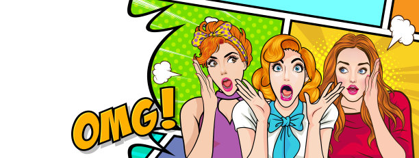 女人在复古风格的波普艺术漫画中向朋友悄悄传递惊人的八卦秘密图片下载