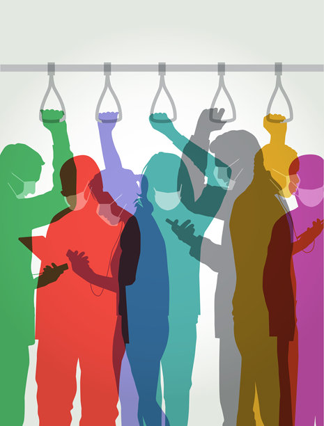 佩戴医用口罩的通勤者图片下载