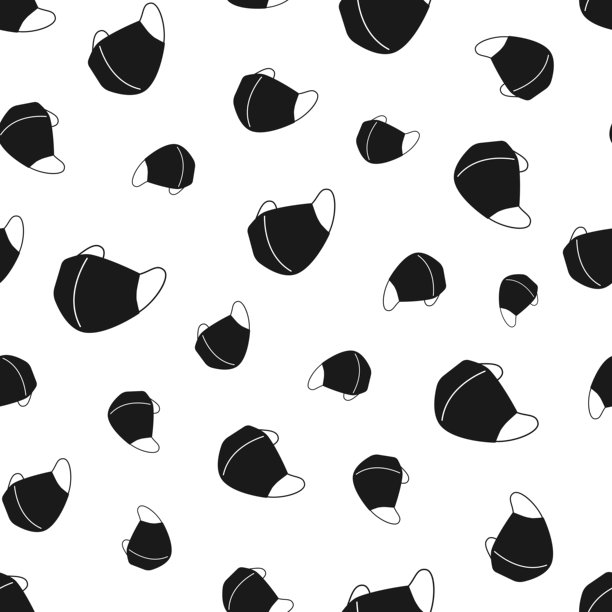 医用或外科口罩。无缝模式。白色背景的图标图片下载