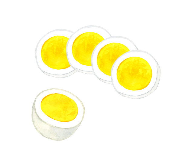 切片煮鸡蛋（手绘水彩插图素材）图片下载