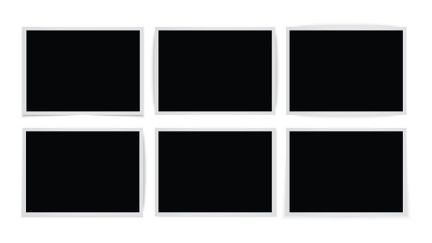 带阴影效果的真实照片框拼贴，空白复古摄影模板集，孤立在白色背景上的复古空相框集合图片下载