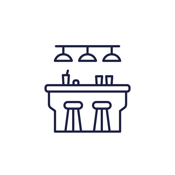 酒吧柜台图标，线条矢量设计图片下载