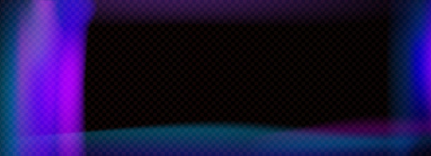 模拟胶卷紫色光漏纹理。复古照片蓝色烧焦效果。电影粉色滤镜叠加框。霓虹激光束条纹。用于乡村摄影的矢量透明装饰。图片下载