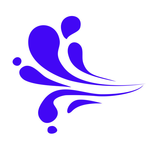 充满活力的蓝色抽象花纹设计，动态曲线暗示运动和创造力，非常适合现代品牌形象。图片下载