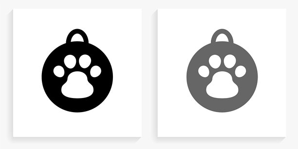 狗的标签黑白方形图标图片下载