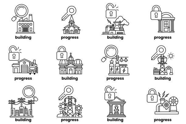 一组带有钥匙和锁的建筑图片图片下载