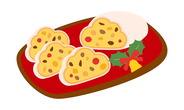 可爱的切片圣诞果仁蛋糕插图素材图片下载