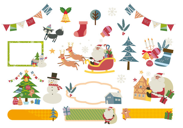 可爱的手绘圣诞插图素材图片下载