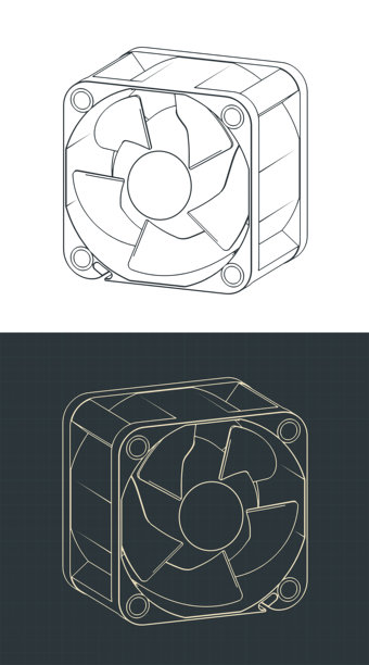 微电子用微型风扇等距图绘制图片下载