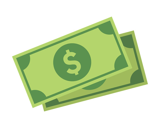 重叠的美元钞票图标，风格化的绿色货币对，中央有美元符号，适用于金融图形的高质量矢量库存图片图片下载