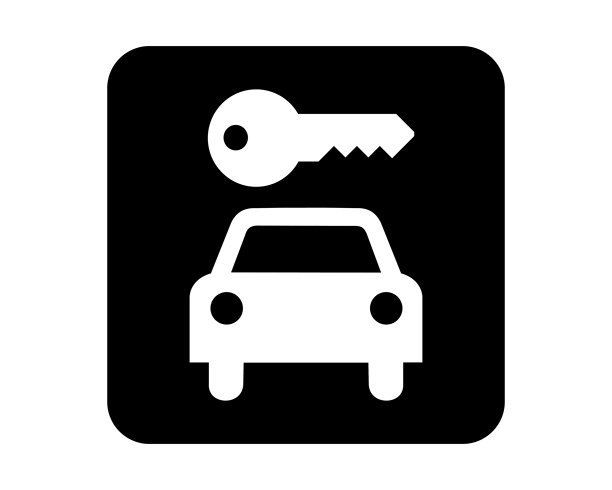 汽车租赁 DOT 图标 正面朝向的车辆与钥匙符号 用于交通标识 高质量矢量库存图片图片下载