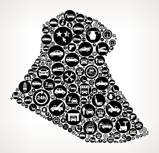 伊拉克汽车和汽车修理图标背景图片下载