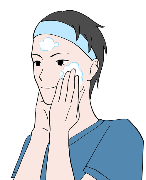 一个男人洗脸的插图图片下载