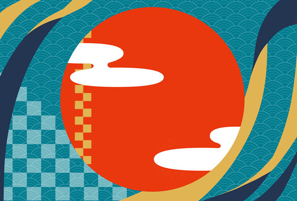 现代日本风格的图案背景素材（横向书写）图片下载