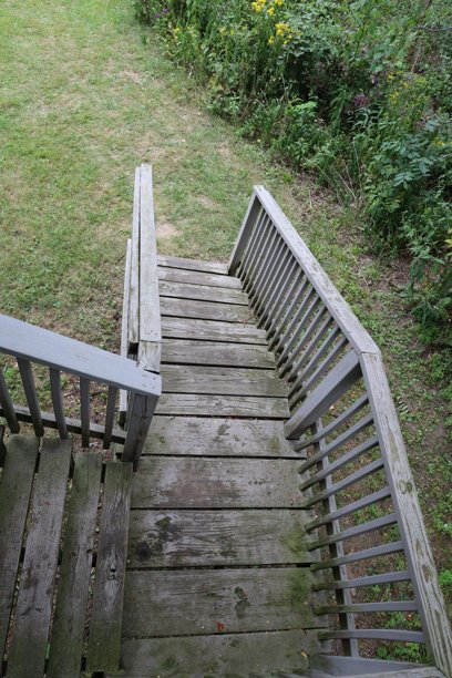 自然公园中的木制户外楼梯俯视图垂直照片图片下载