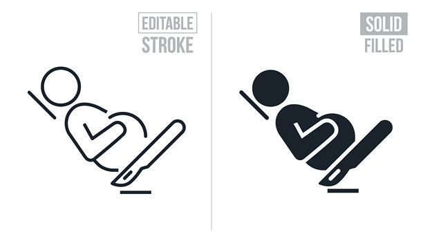 孕妇接受手术 - 可编辑的线条和实心图标图片下载