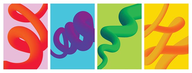 现代简约风格的创意封面或横向海报，用于企业形象、品牌推广、社交媒体广告和促销。现代布局设计模板，带有动态多彩叠加线条。图片下载