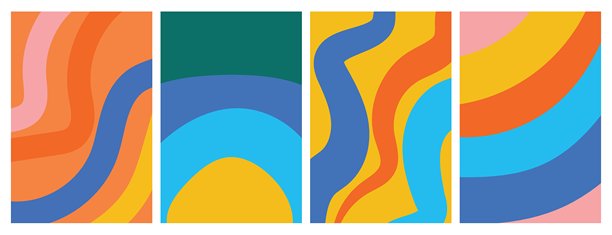 现代简约风格的创意封面或横向海报，用于企业形象、品牌推广、社交媒体广告和促销。现代布局设计模板，带有动态多彩叠加线条。图片下载