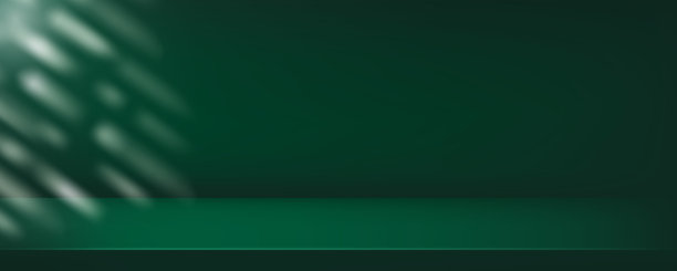 工作室深绿色背景，带有台阶和窗户阳光。深沉的中性暖色调墙壁产品空间。极简孔雀石桌面场景。用于化妆品展示的空桌子。矢量渐变插画图片下载